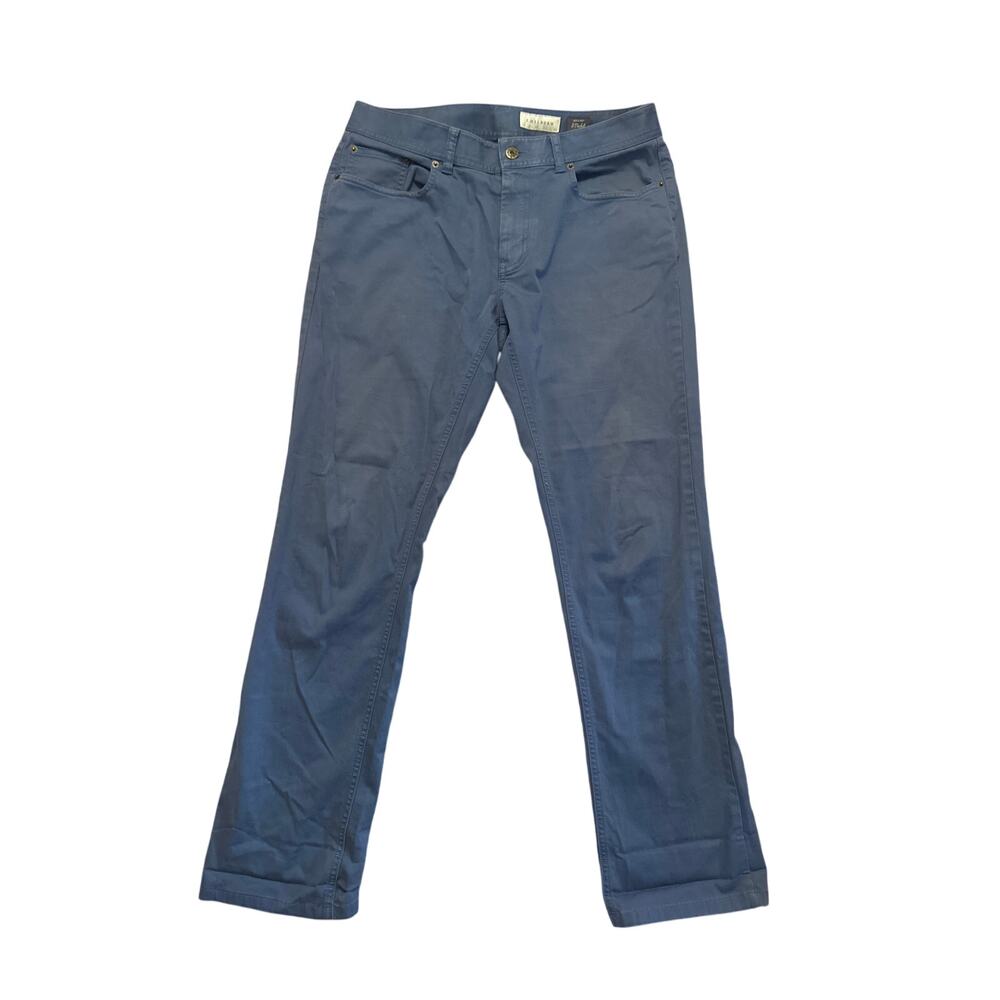 Men 33 J.Hilburn Straight 5-Pocket Twill Blue Chino Pants Trousers Slacks Cotton